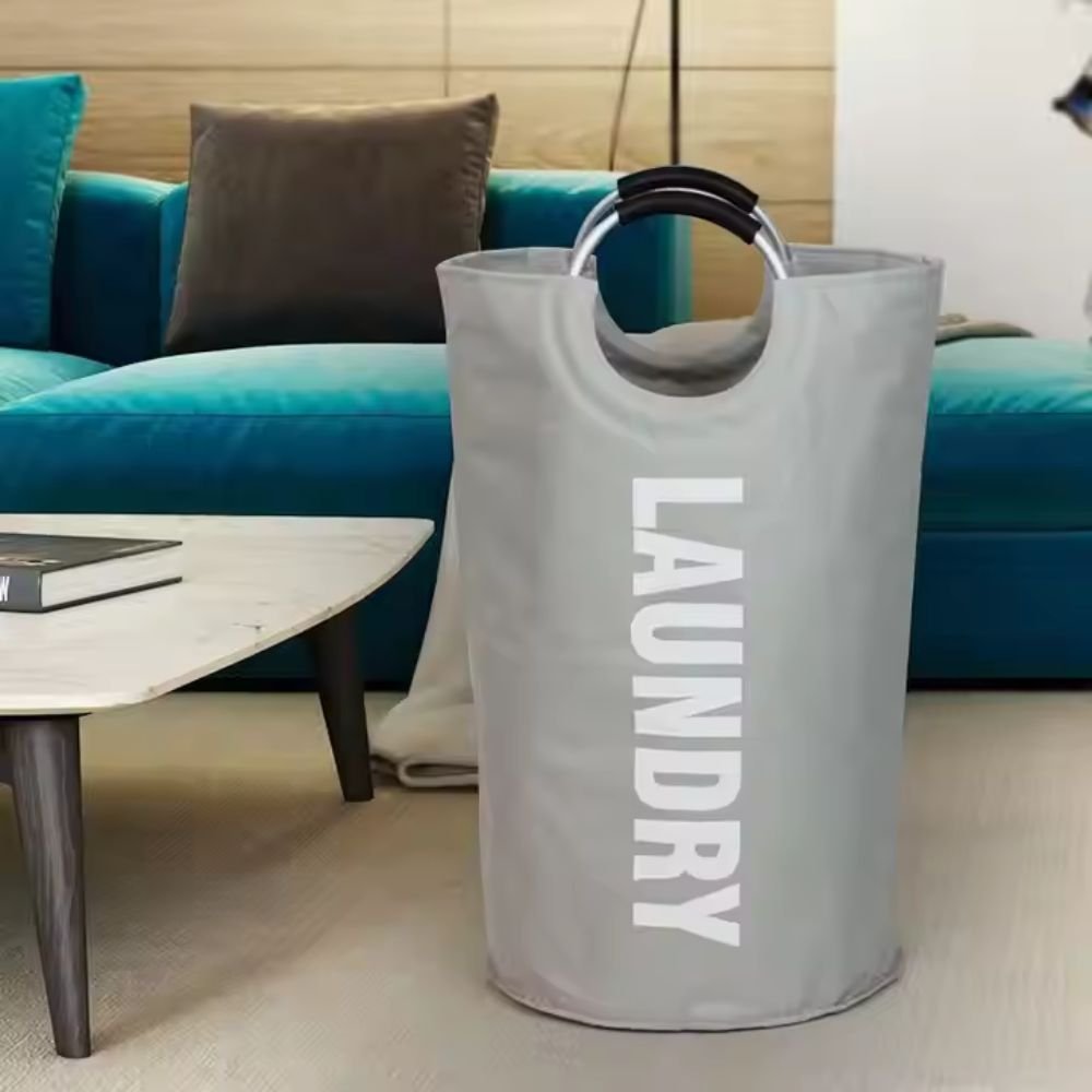 Collapsible heavy-duty fabric laundry basket with aluminum handles — photo 6 of 6