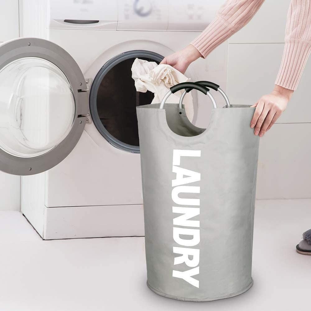 Collapsible heavy-duty fabric laundry basket with aluminum handles — photo 1 of 6