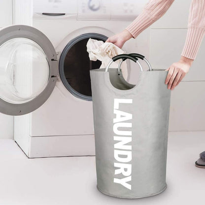 Collapsible heavy-duty fabric laundry basket with aluminum handles — photo 1 of 6
